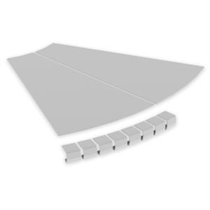 Tampa curva plana 45º Unex 600 R300, em U23X cor cinzento