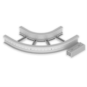 Curva plana de 90º Unex 135x400 R300, em U23X cor cinzento