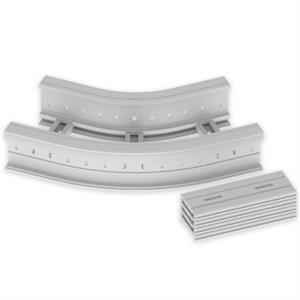 Curva plana 45° Unex 135x300 R300, em U48X cor cinzento