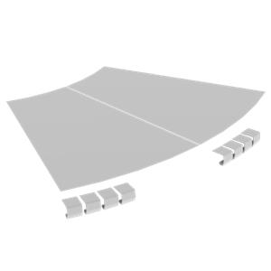 Tampa curva plana 45° Unex 600 R600, em U48X cor cinzento